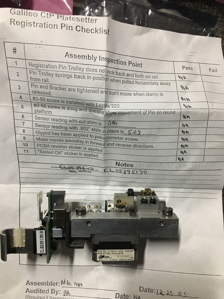 AGFA CTP Galileo Registration Pin Sets
