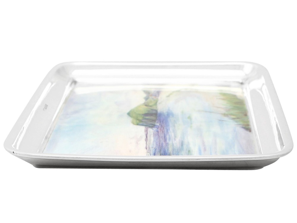 Antique Sterling Silver and Enamel Dressing Table Tray
