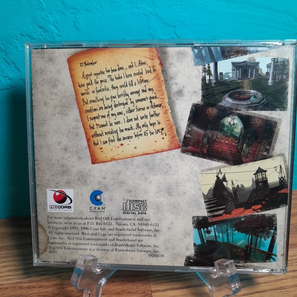 MYST PC Windows Computer CD Rom Award Winning Game with Windows 95 Users Manual