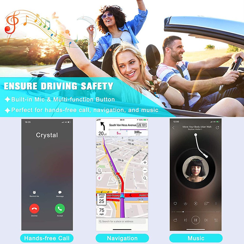 Wireless 3.5mm Car Bluetooth Receiver Receptor Audio Speaker Adapter AUX