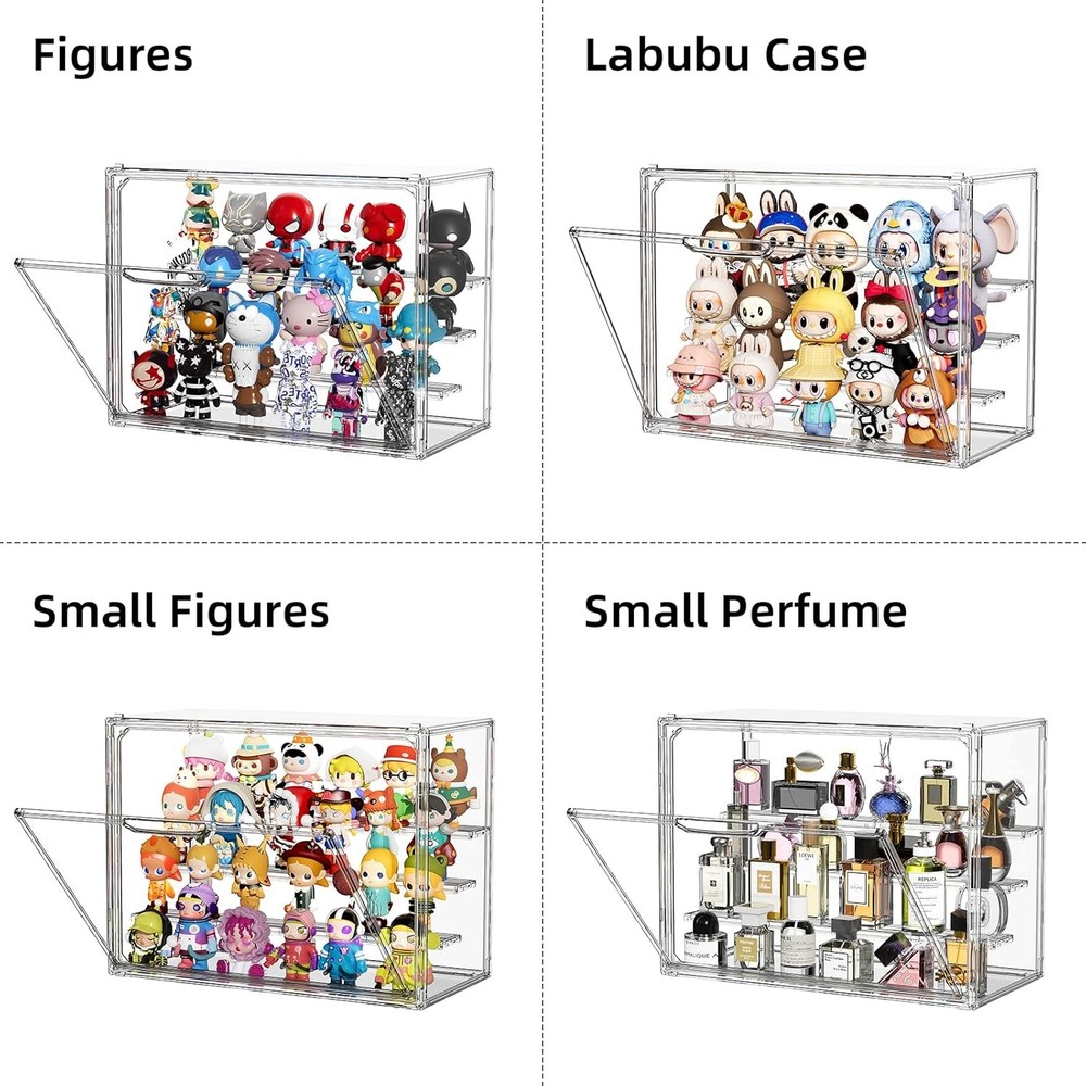 Clear Acrylic Display Case 4 Layers - 2 Pack Figure Figurine Display Case