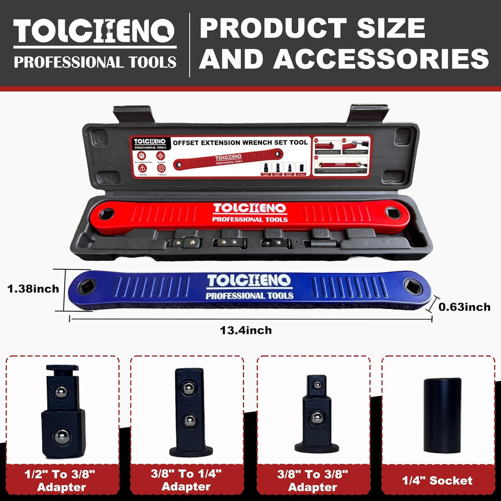 Offset Extension Wrench Set, Pro Zero Offset Extension Wrench Extender Tool with