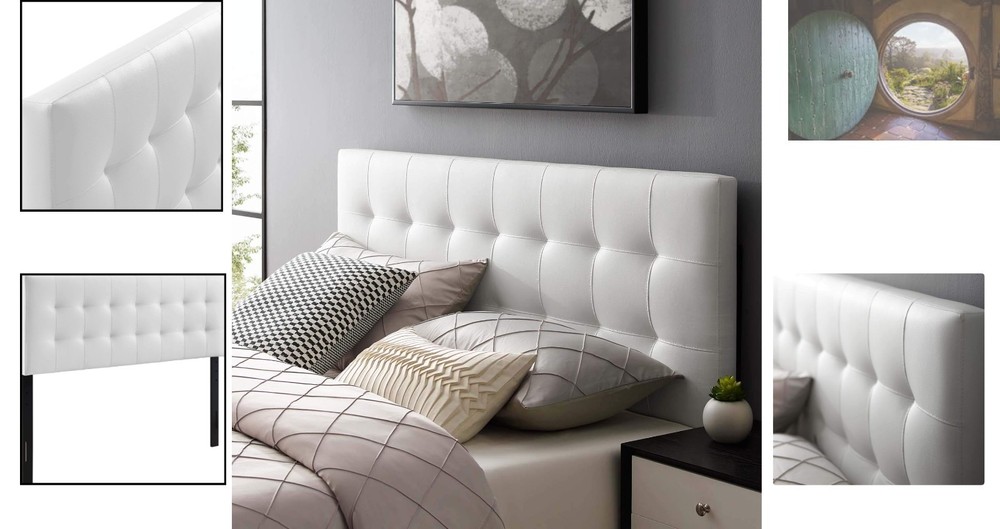 Eco-Friendly Adjustable Full Headboard in Leather - Chic Tufted Design