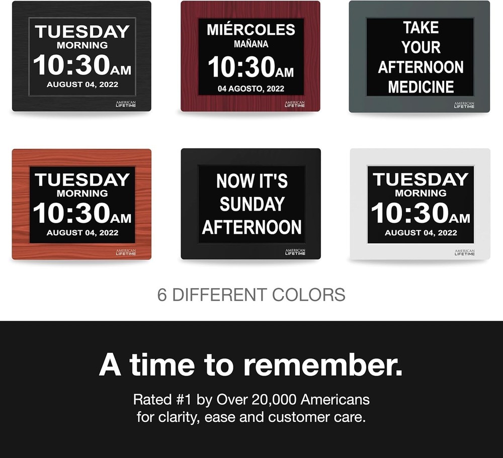 Wall Mounted Digital Clock for Seniors - Easy Read with Multi-Language Support