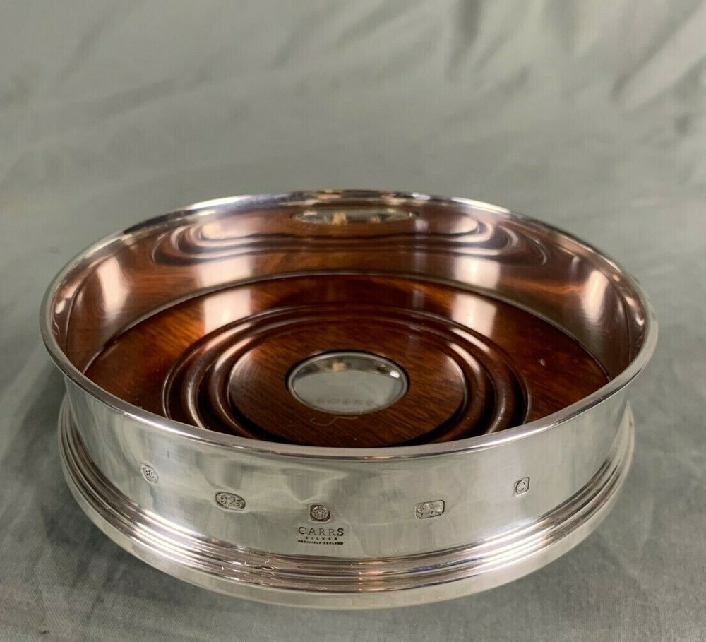 Solid Silver Hallmarked Bottle Coaster by Carrs of Sheffield 2004