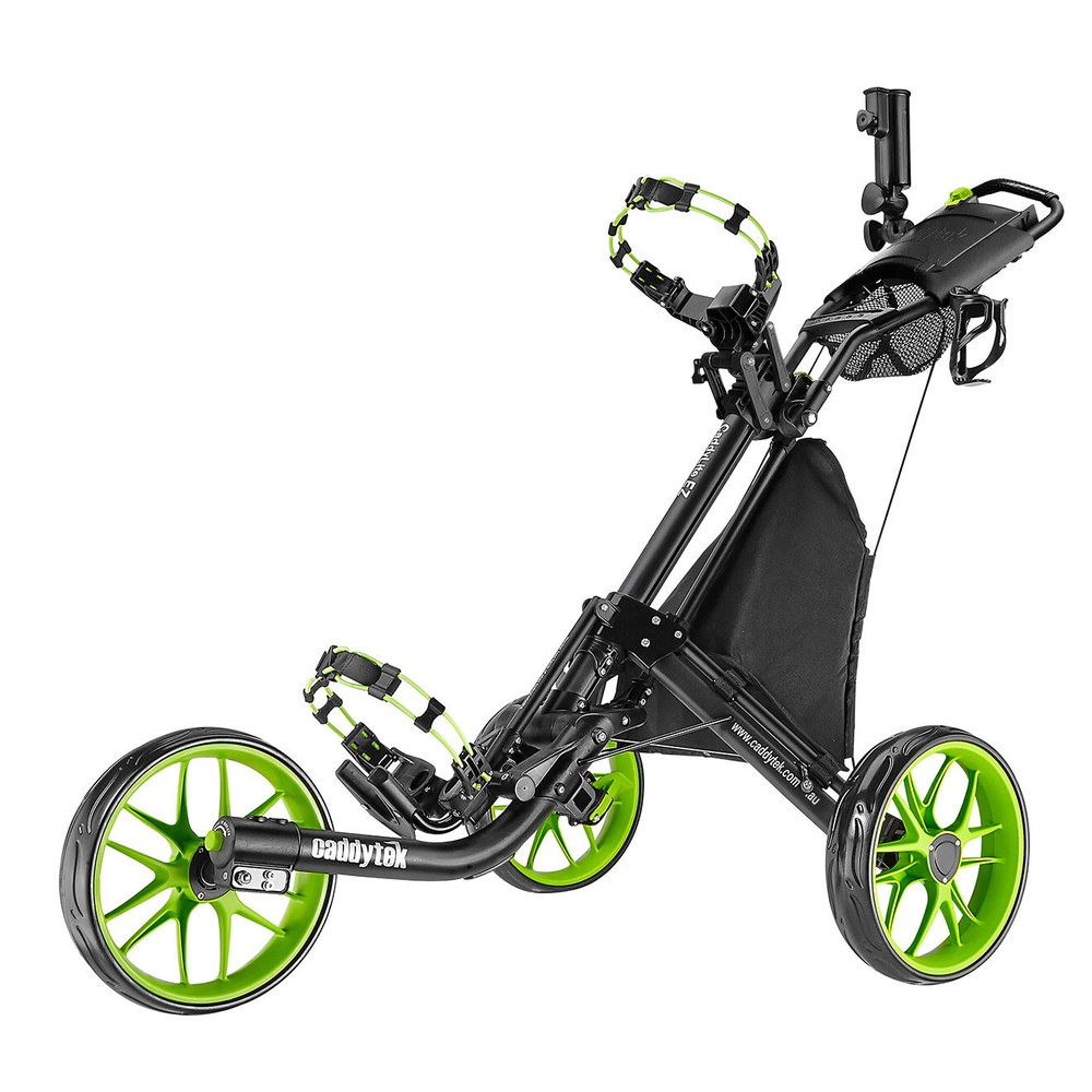 CaddyTek CaddyLite EZ-Fold Pro 3 Wheel Golf Buggy / Push Cart - Lime
