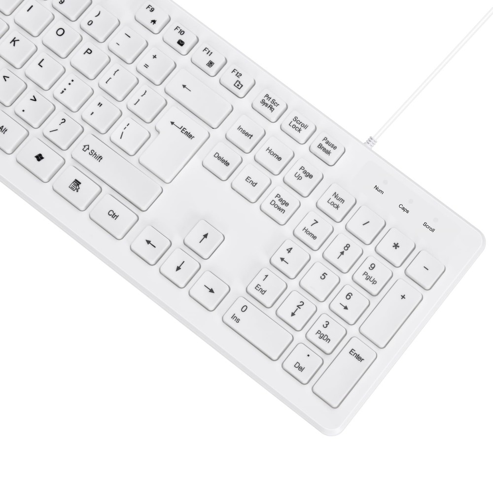 MCSaite Wired White USB 104 Keys Computer Keyboard Stands Waterproof US Layout