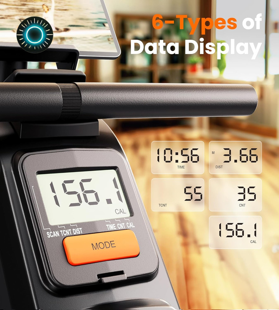 Magnetic/Water Rowing Machine for Home Rower Machine Use with Bluetooth App Supp