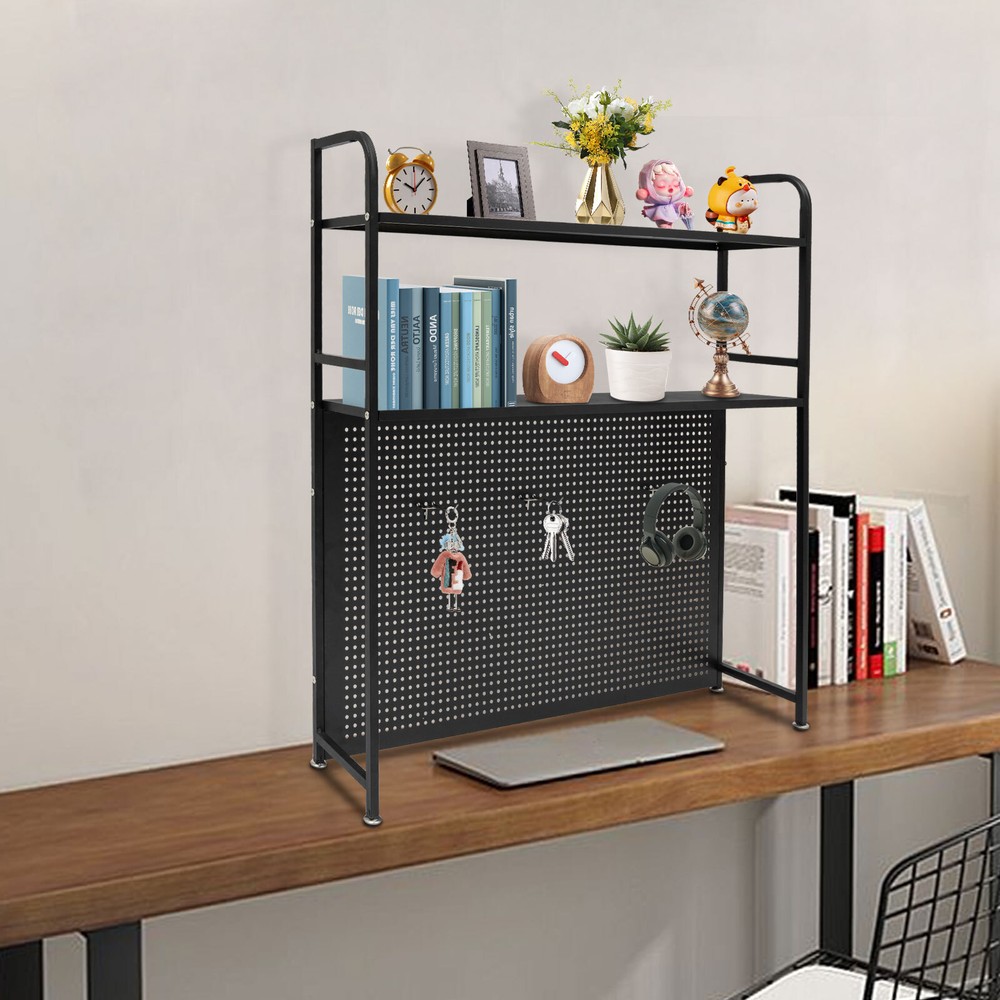 Desktop Bookshelf, Countertop Storage Rack with 2 Shelves for Computer