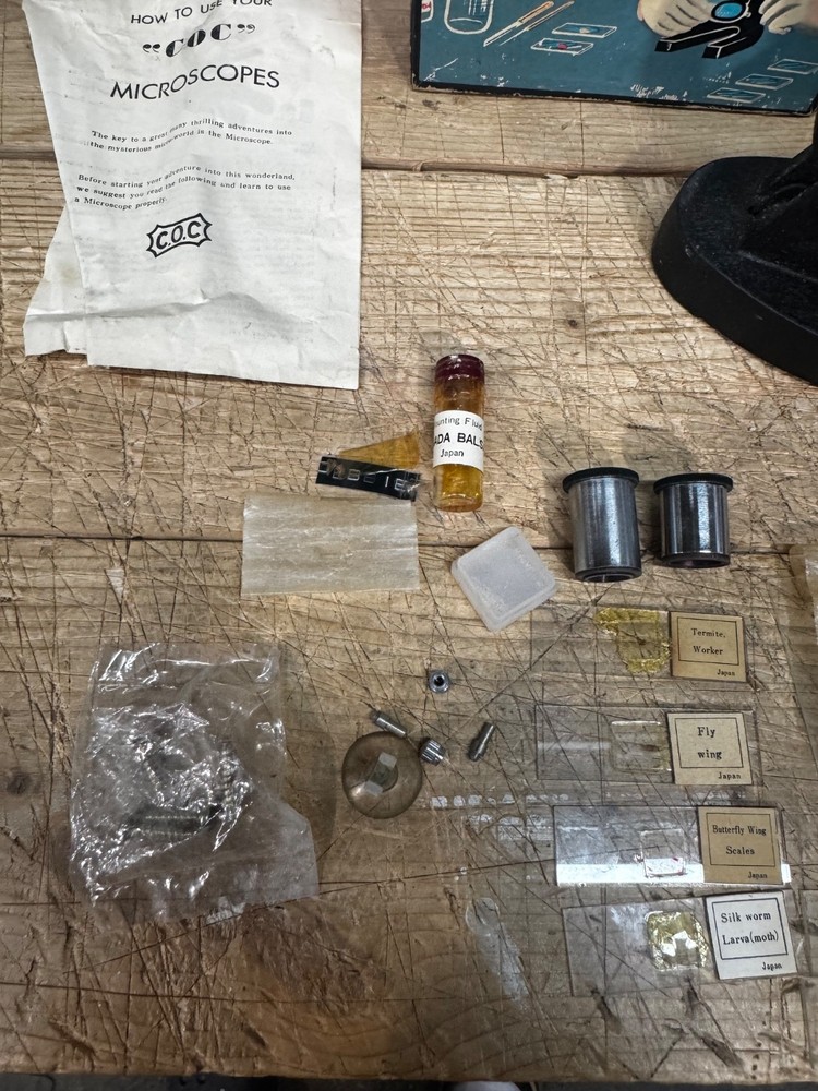 VINTAGE COC JUNIOR MICROSCOPE KIT / SET IN ORIGINAL BOX COMPLETE