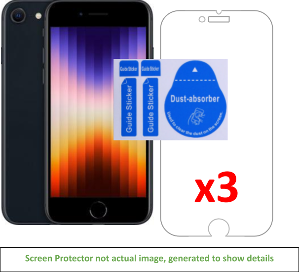 3x iPhone SE 2nd Gen(2020)/3rd Gen Screen Protector w/ cloth + install stickers