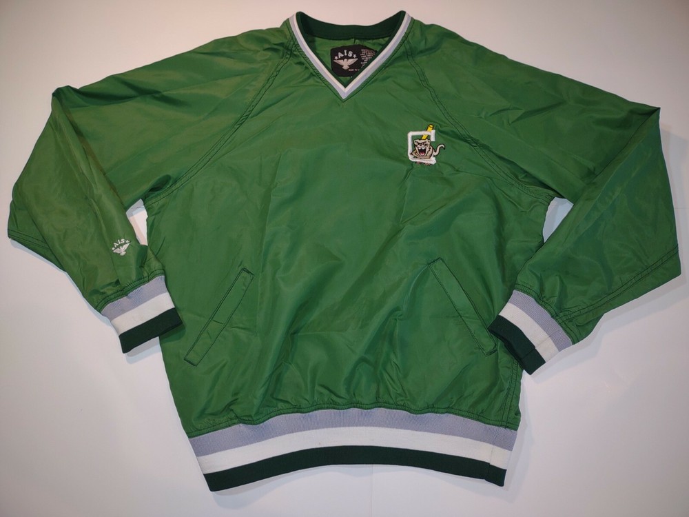 Vintage AIS Baseball Windbreaker Jacket Mens Medium Green Pullover Blazer
