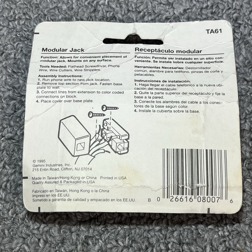 Vintage Gemini TA61 Modular Phone Jack Sealed Box