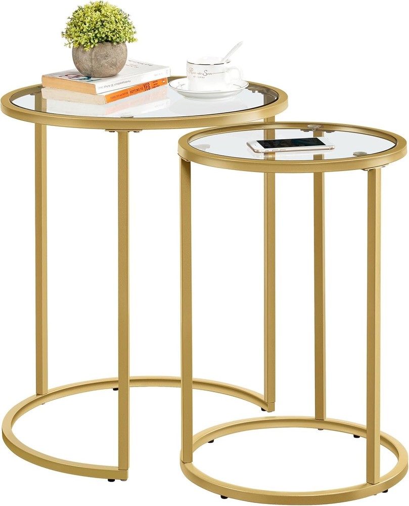 NEW Yaheetech Round Nesting Side Table Stacking Coffee Table, Set of 2 Circula
