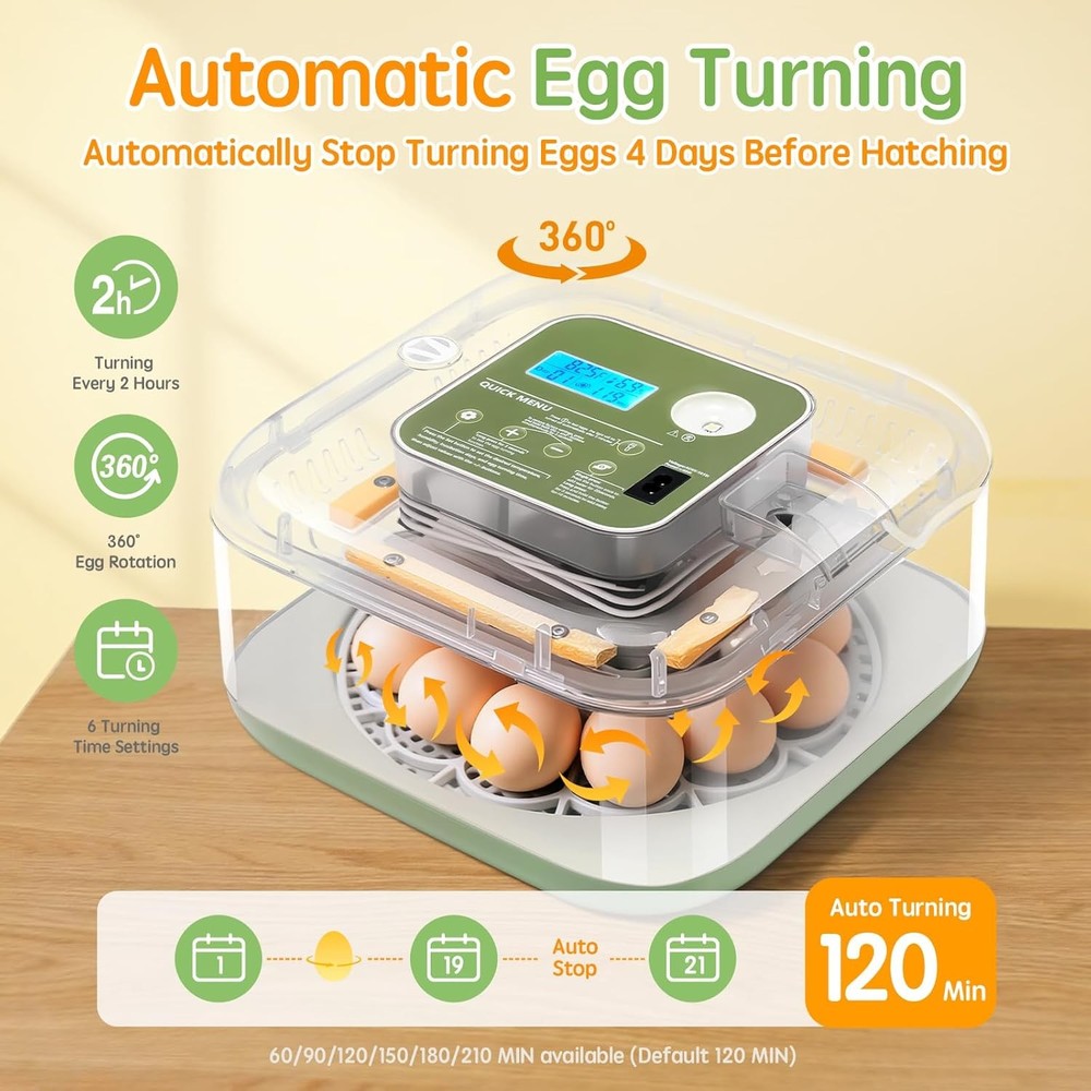 Automatic Egg Incubator 12 Eggs Humidity & Temp Control Hatch Brooding Box