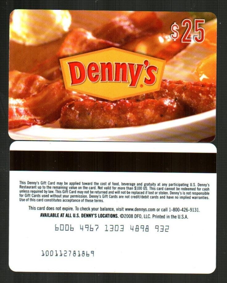 DENNY'S Breakfast ( 2008 ) Gift Card ( $0 - NO VALUE ) V2