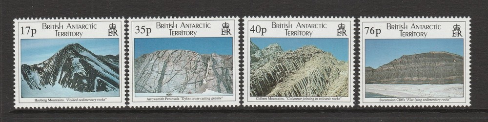 British Antarctic Territory 1995 Geological Structures set SG 256-258 Mnh.