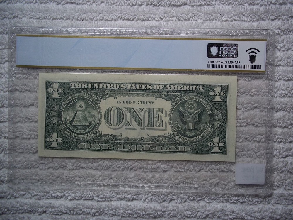 1977 $1 ERROR - Insufficient Inking PCGS 64 PPQ #E31 With BOOK ENDS LOOK