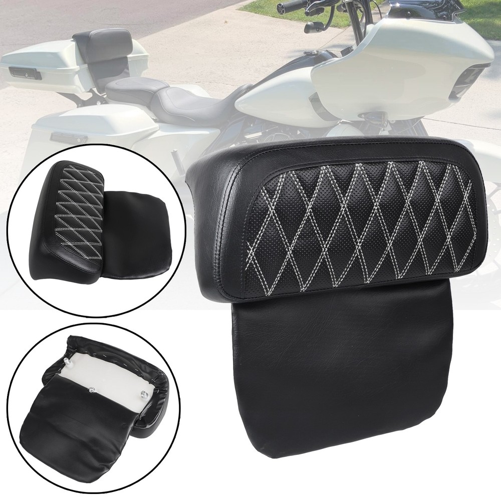 White Stitching Rear Pack Trunk Backrest Pad For Harley Electra Road Tri Glide