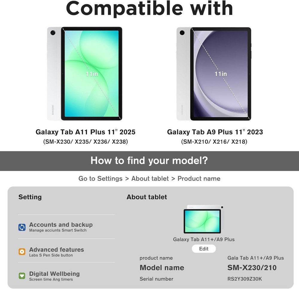 3 Pack Screen Protector for Galaxy Tab A11 Plus 2025 / Tab A9 Plus 11 Inch 20...