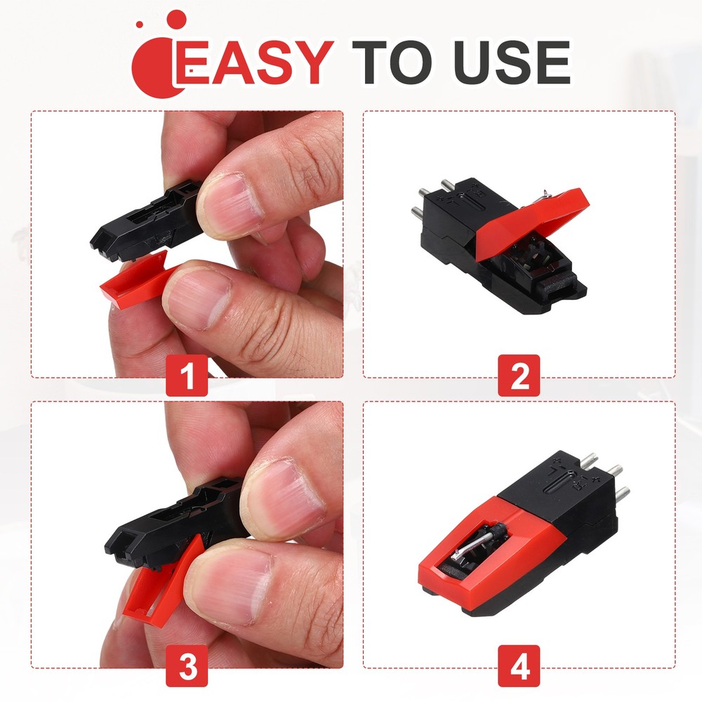 1 Pack Record Player Needle, Turntable Replacement Diamond Record Needle, Red