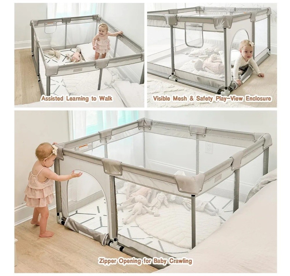 Zeebaba Playpen 47in Gray