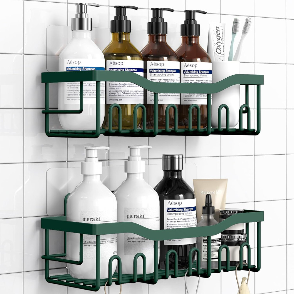 Shower Caddy 2 Pack,Adhesive Shower Organizer for Bathroom Storage&Home Decor&Ki
