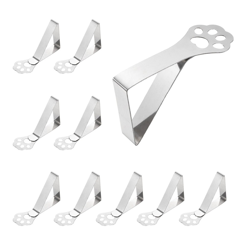 10 Pack Tablecloth Clips, 2.95"x1.77" Claw Shape Holder Clips, Silver