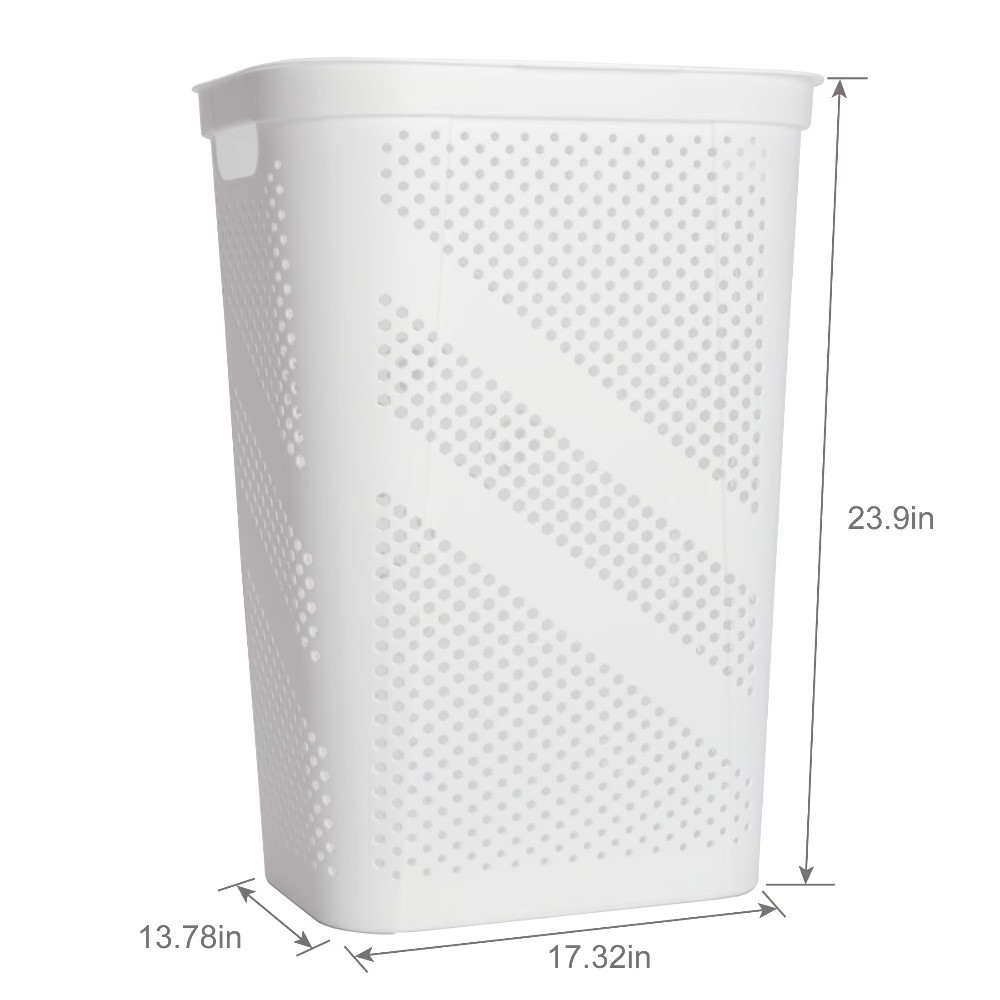 Large 24-Pack White Plastic Hanging Lid Rectangular Laundry Basket Hamper
