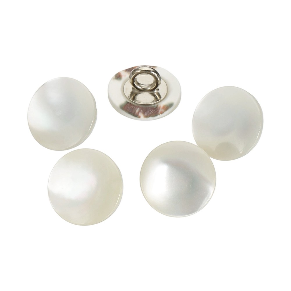 5Pcs Natural Shell Button, 11.5mm Curved Shell Shank Buttons, Beige/Silver