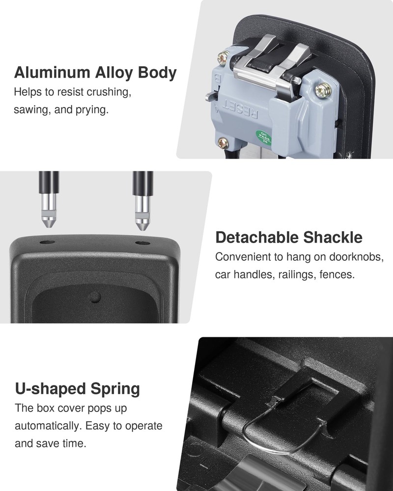 Lock Box Large Key Lock Box Resettable Combination Lockbox Portable Wall Moun...