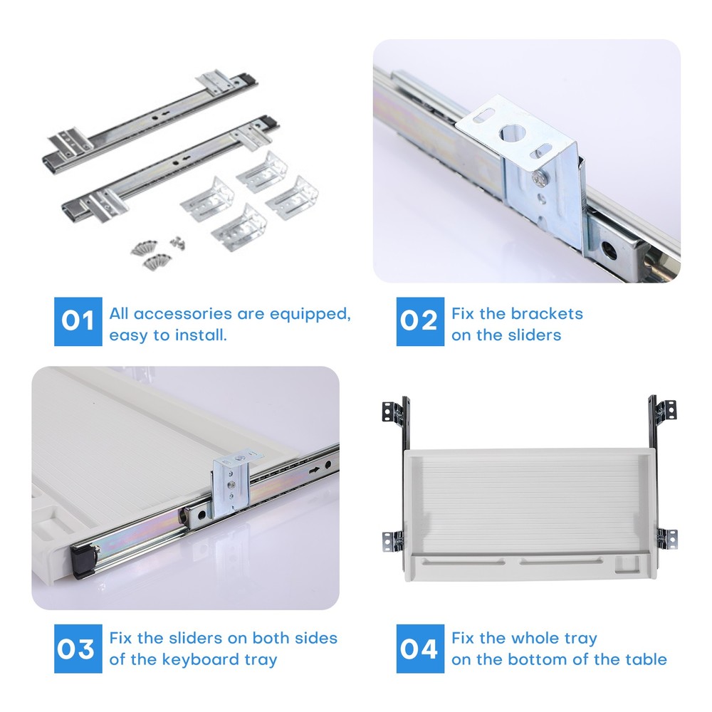 22 x 15 in Pull Out Keyboard Tray Under Desk Computer Drawer Organizer Platform