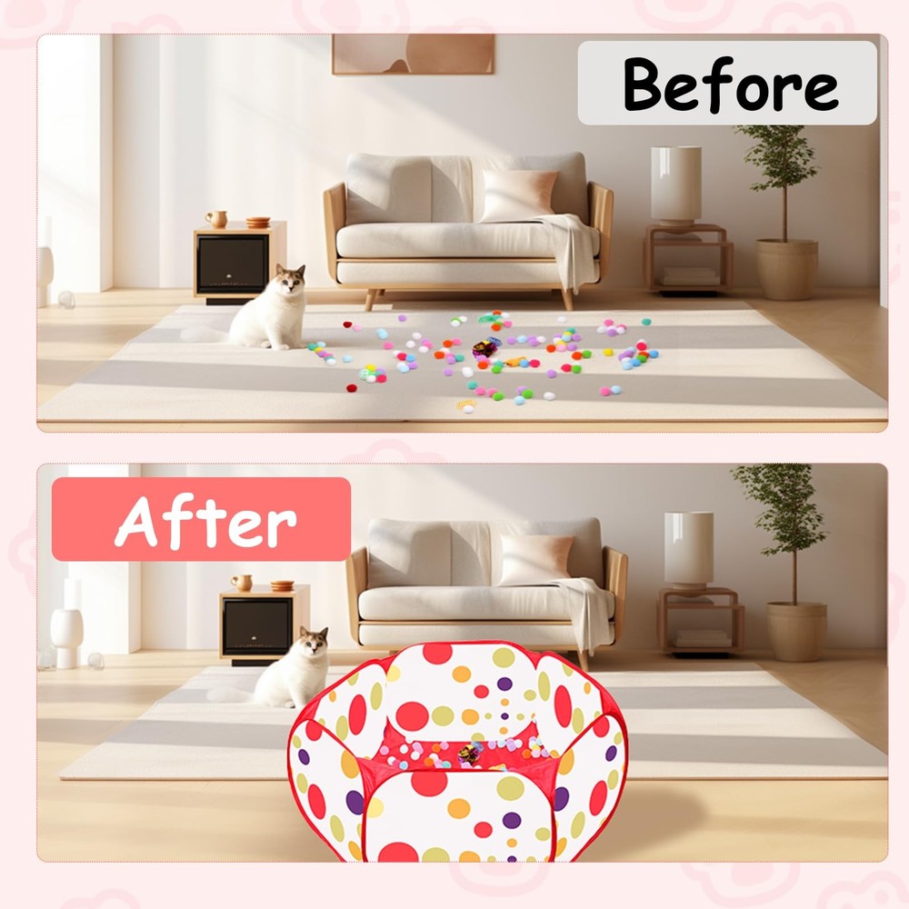 Cat Ball Pit for Cats, Include 226 Pcs Interactive Toy Indoor Red