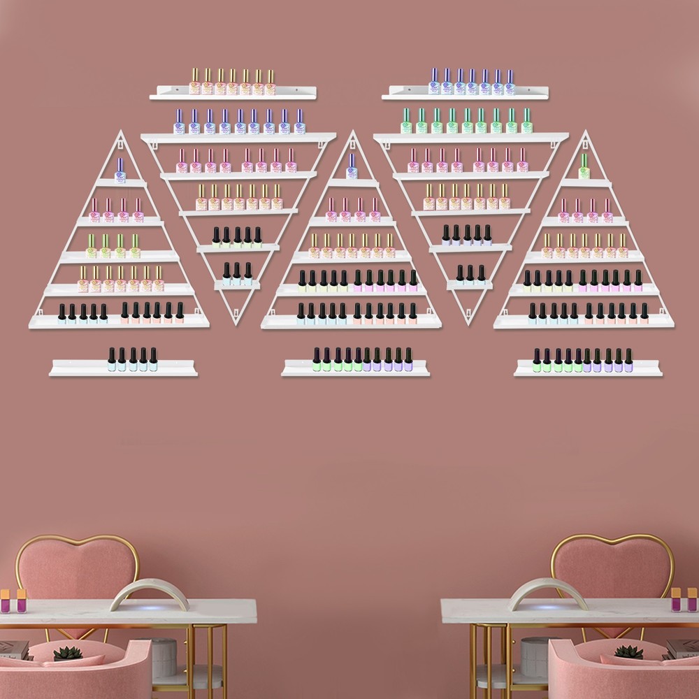 10Pcs Wall-mounted Nail Polish Triangular Nail Polish Racks 5-tier Display Racks