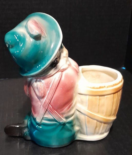 Pair 1950s Royal Copley Teddy Bear & Boy Planters