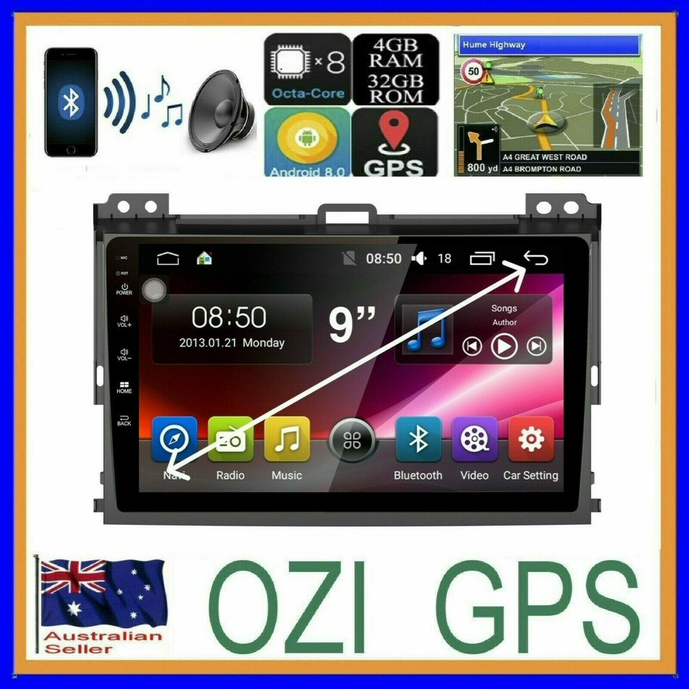 for TOYOTA PRADO 120 GPS BLUETOOTH HEAD UNIT APPLE CARPLAY ANDROID AUTO +CAMERA