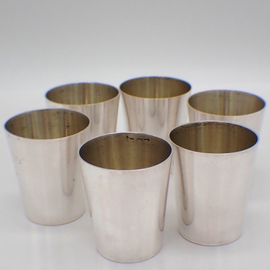 Vodka Shot Cups Set of 6 German 800 Silver