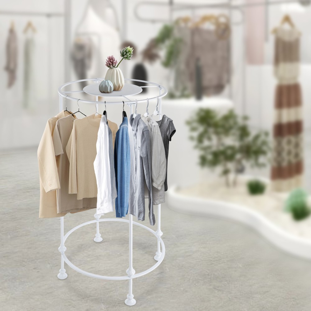 Round Garment Rack, Freestanding Hanging Rack, Clothes Store Display Rack
