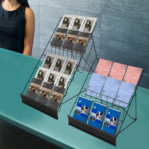 2 Set Wire Display Rack 4 And 6 Tiered Book Display Stand For Library Office