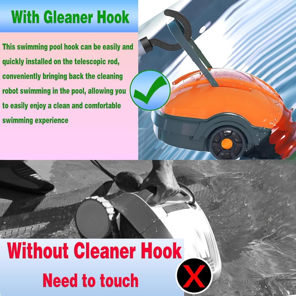 2 Pack Accessories Hook for Robotic Pool Cleaner Poles black