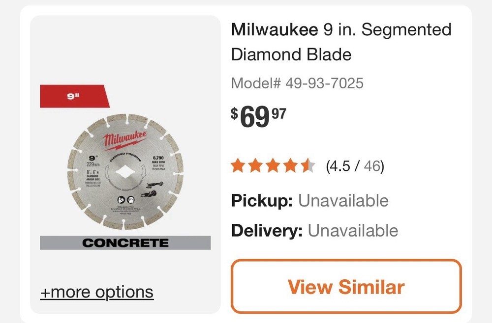 Milwaukee 9 in. Segmented Diamond Blade