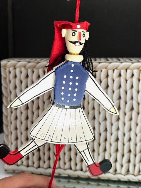 Vintage Pull String Puppet Wood Toy Grecce 1980