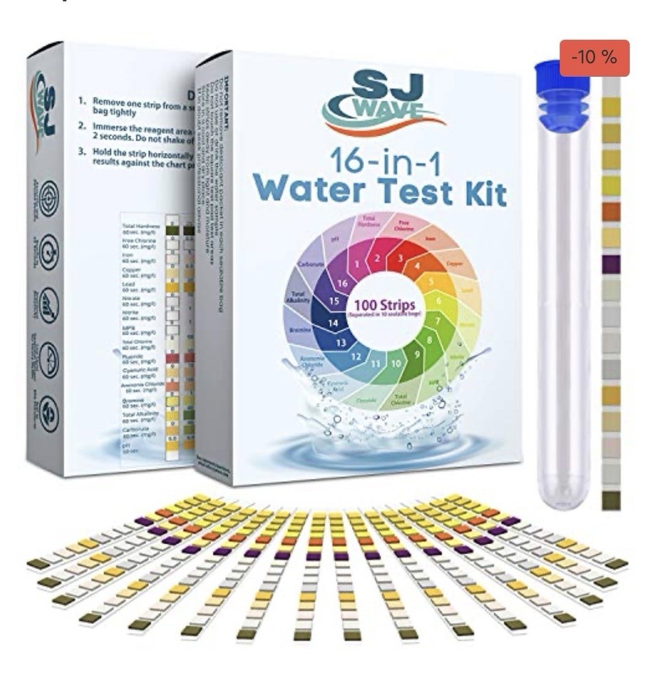 16 in 1 Drinking Water Testing Kits - 100 Strips (10 Strips Per Pouch) NIB