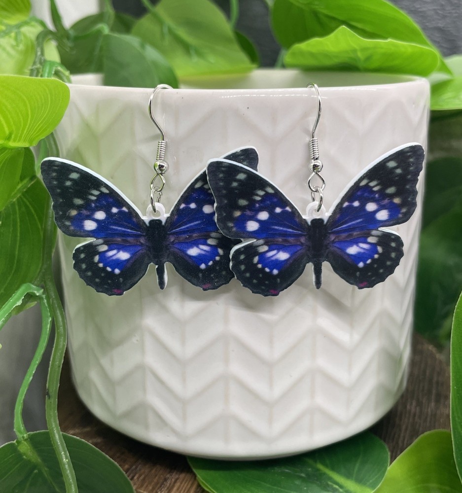 1.5” Silver-tone Butterfly Boho Drop Dangle Earring Set New Free Ship B7958