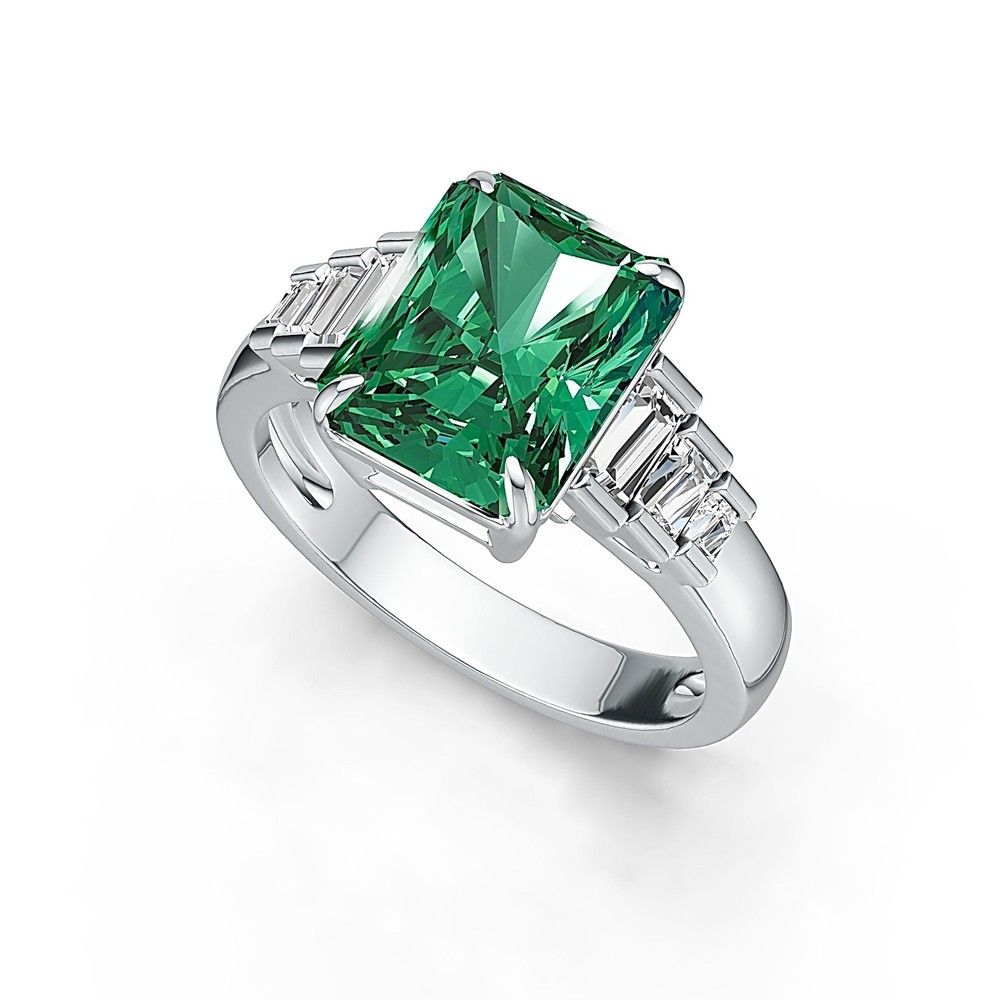 Sterling Silver Semi Mount Ring Setting Emerald OCT 10x8mm