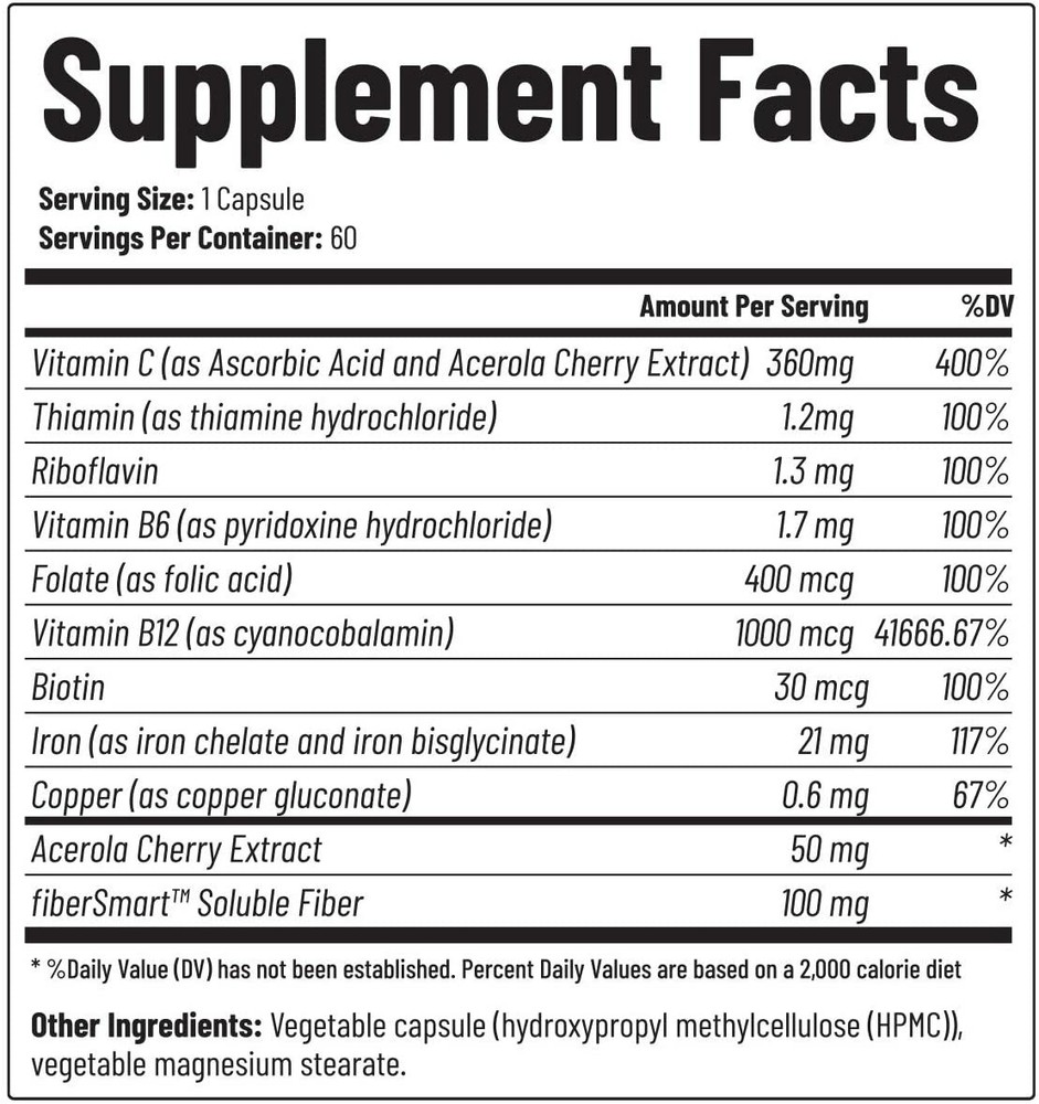 Iron Builder Natural 21mg Absorbs Quick Increase Energy Snap Supplements - 2pk