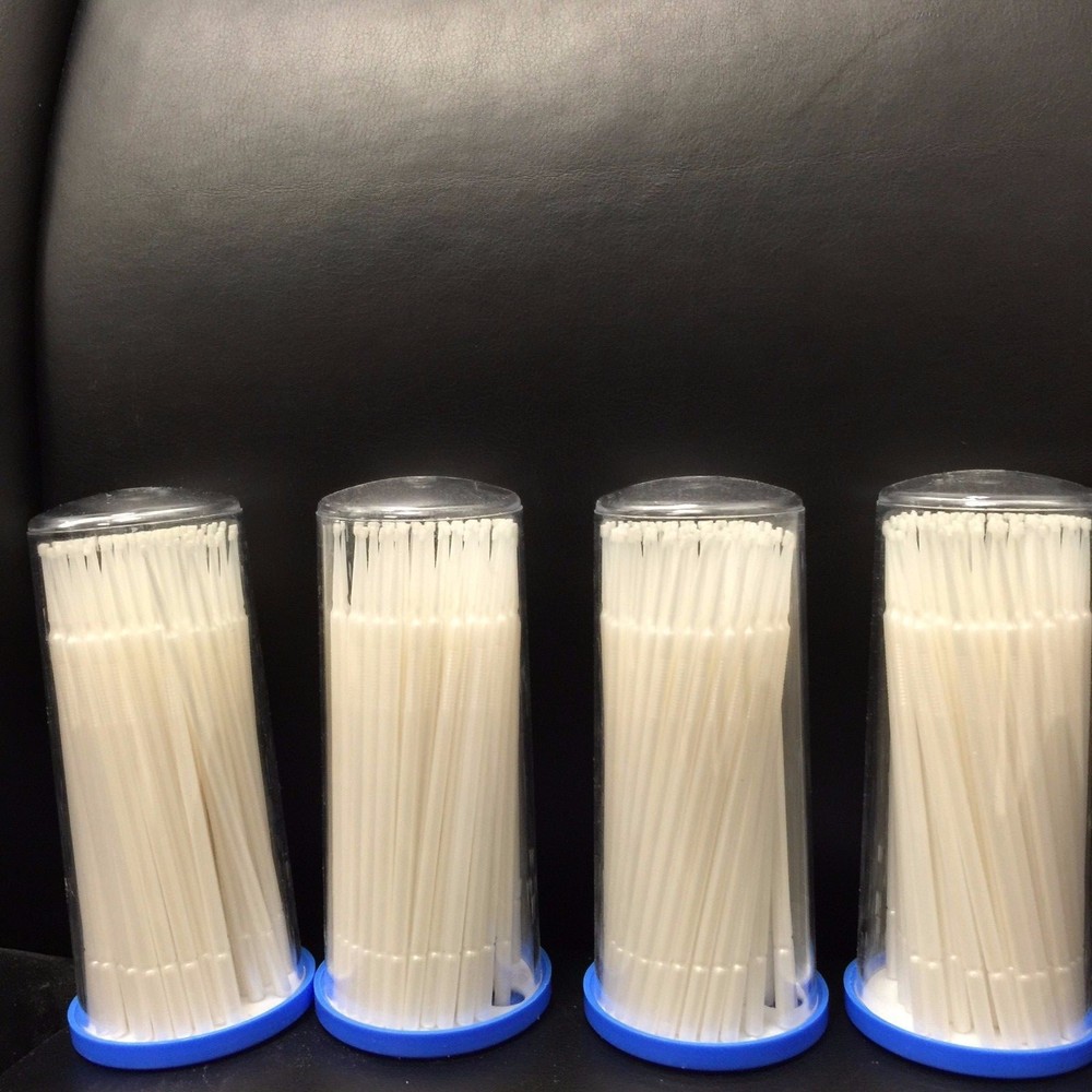 400 (4 Kegs) White Eyelash Extension Micro Brush Lash Tools Superfine Tips