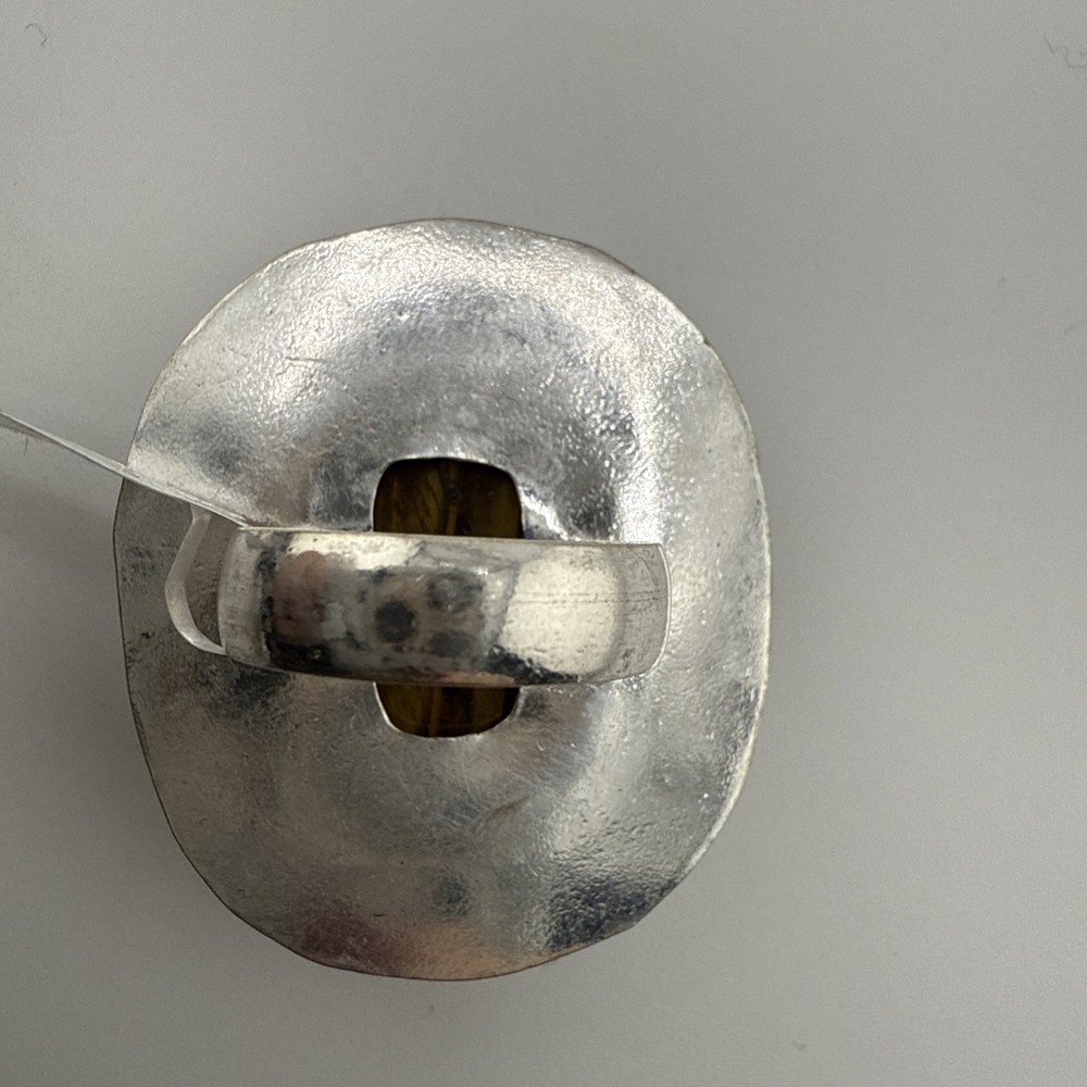 German Silver Tiger Eye Rectangle Statement Ring Size 7 NWT