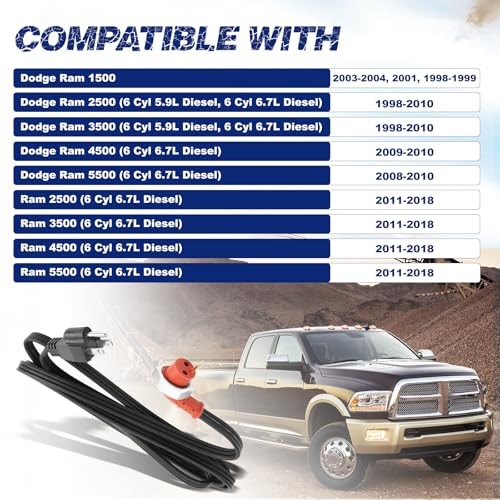 Engine Heater Cable Assembly Compatible with Dodge Ram 1500 2500 3500 4500