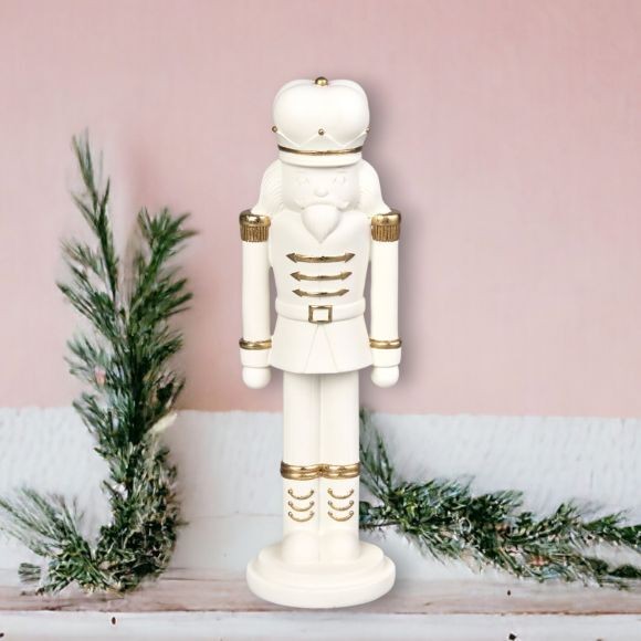 White/Gold Nutcracker Christmas Decor NEW 2024